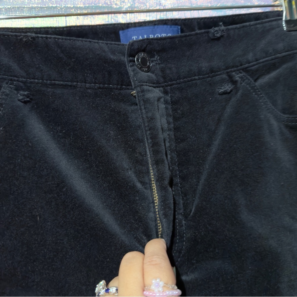 Talbots Velvet High-waist Straight Leg Pant Black Women Size 10P - Picture 4 of 9